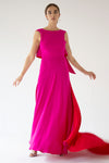 MAGENTA&RED GOWN WITH OPEN BACK WINGS - RENTAL