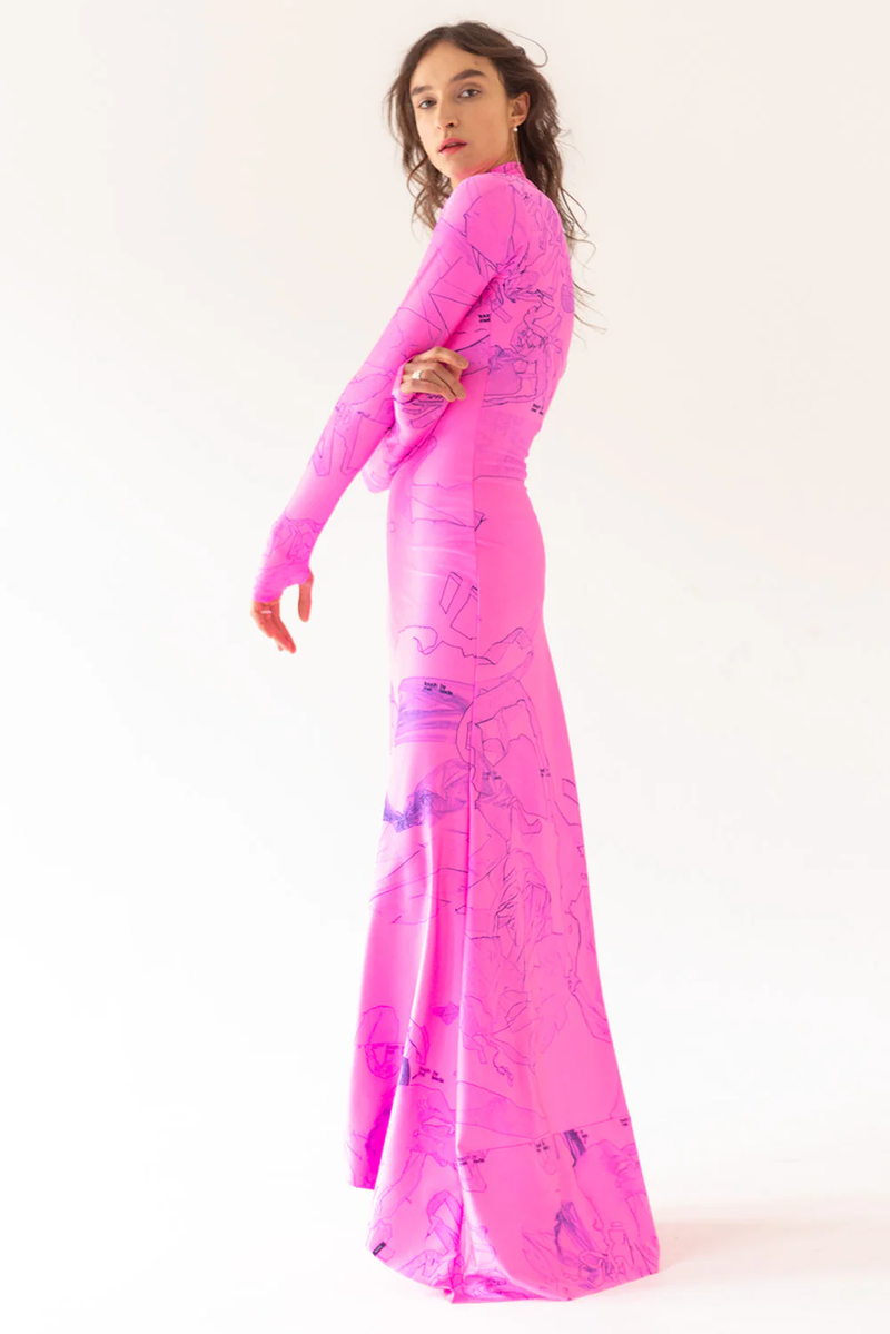 NEON DRESS WITH LONG SLEVES MAXI RENTAL – Leeda