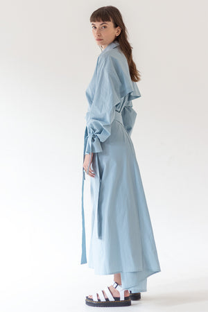 SHIRT DRESS MAXI - PALE BLUE