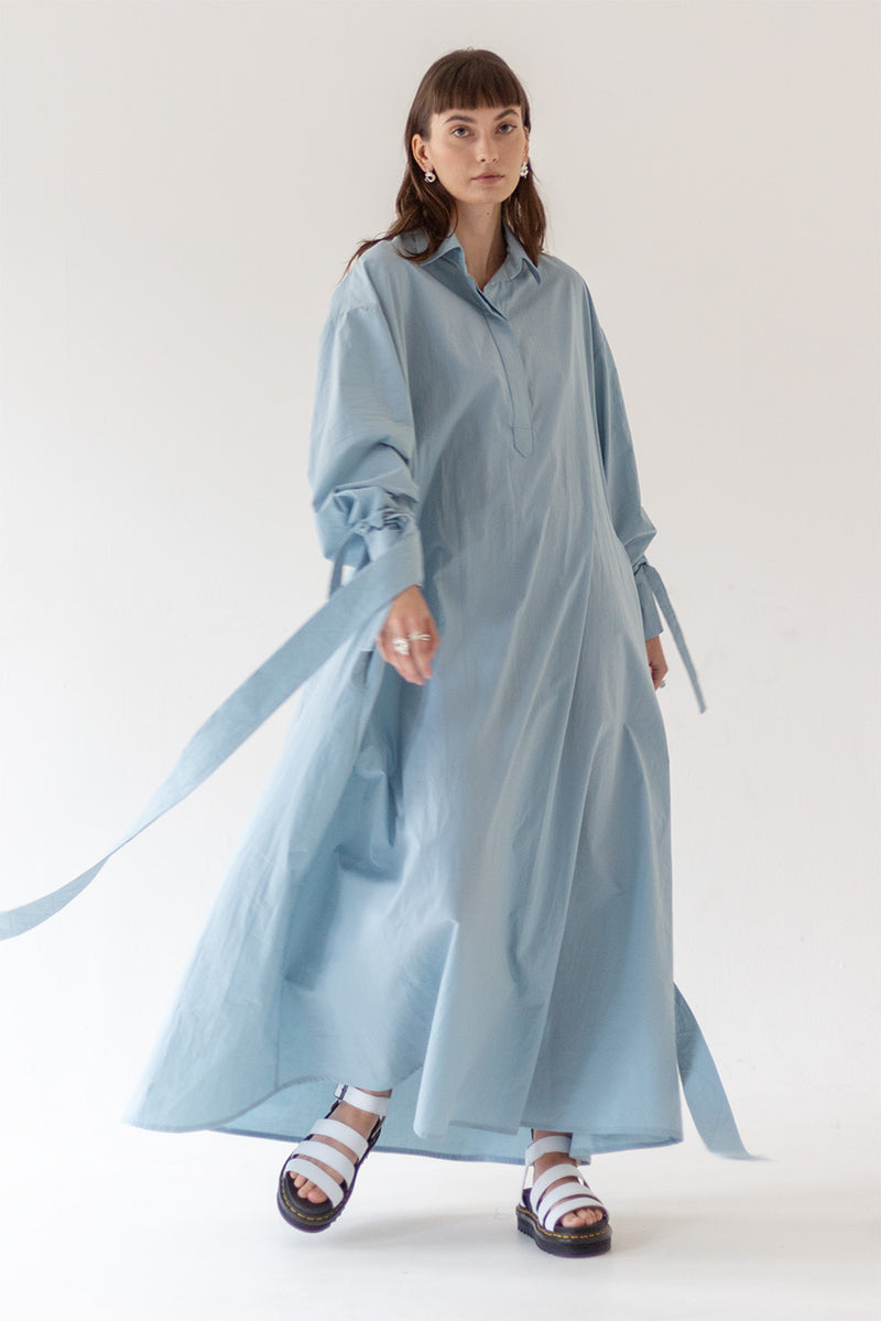 SHIRT DRESS MAXI - PALE BLUE