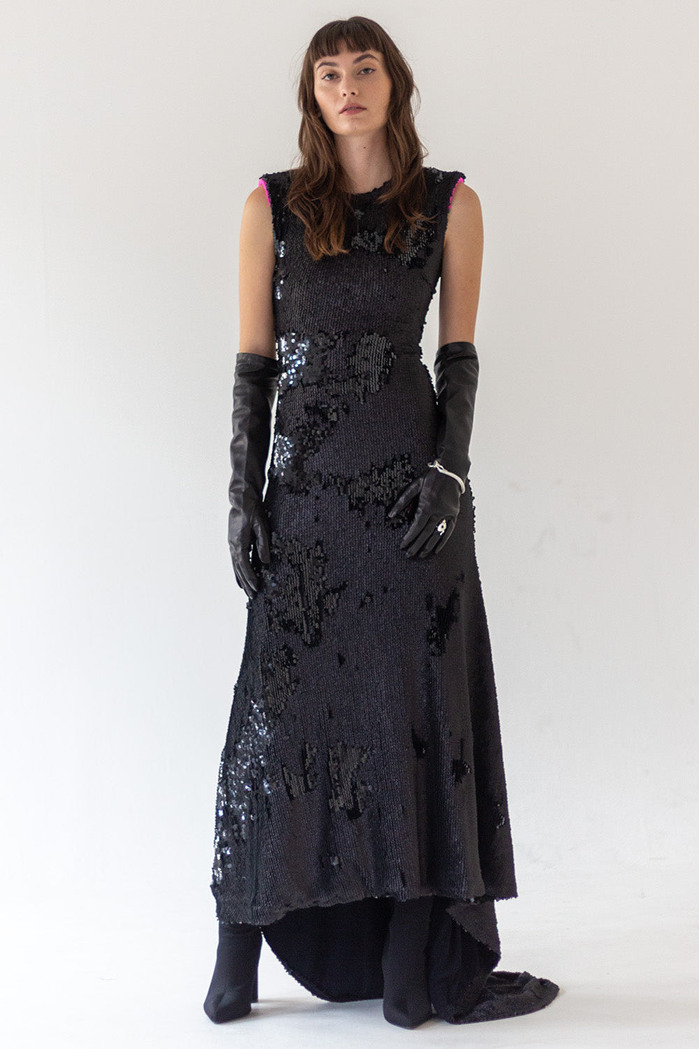 BLUR WITCH SEQUIN DRESS WITH SHOULDER PADS
