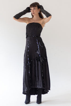 SEQUIN CORSET DRESS BLACK - RENTAL