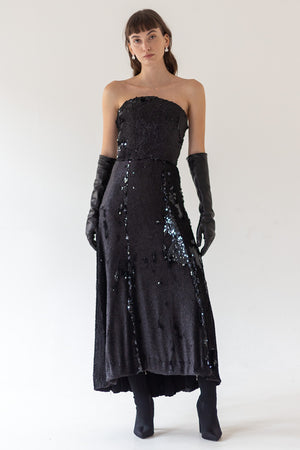 SEQUIN CORSET DRESS BLACK - RENTAL