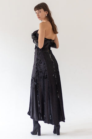 SEQUIN CORSET DRESS BLACK - RENTAL