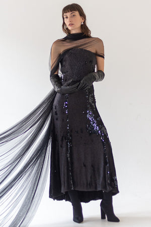 SEQUIN CORSET DRESS BLACK - RENTAL