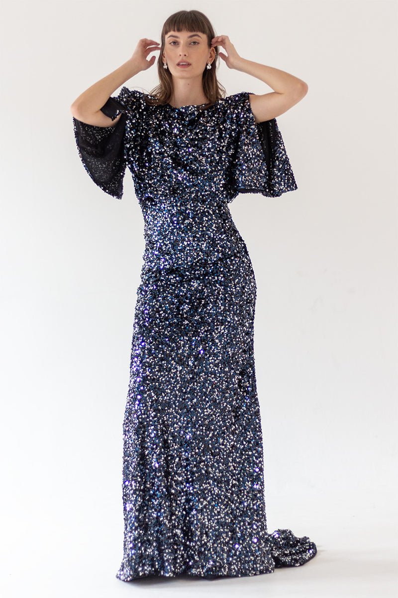 WING-SLEEVE SEQUIN DRESS – RENTAL