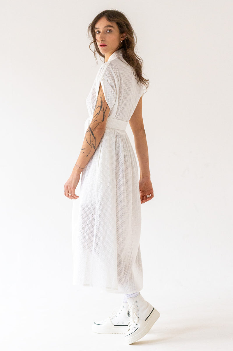SIMPLE WRAP DRESS MADEIRA - WHITE