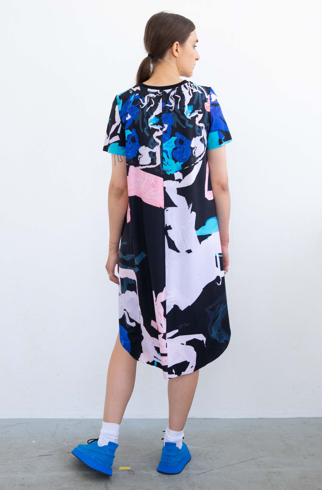 BASIC DRESS ROUND NECK SHORT SLEEVES (TOUCH ME - BLUE)