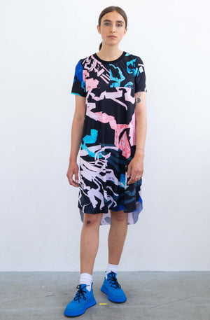 BASIC DRESS ROUND NECK SHORT SLEEVES (TOUCH ME - BLUE)