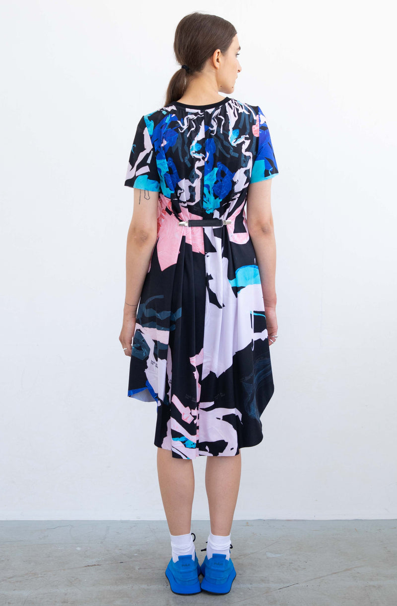BASIC DRESS ROUND NECK SHORT SLEEVES (TOUCH ME - BLUE)