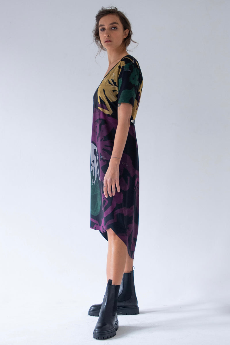 BASIC DRESS V NECK SHORT SLEEVES (TOUCH ME - GREEN)
