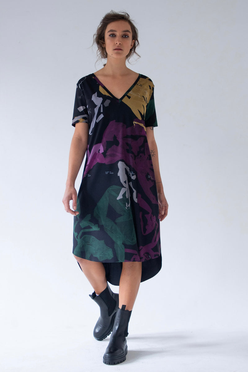 BASIC DRESS V NECK SHORT SLEEVES (TOUCH ME - GREEN)