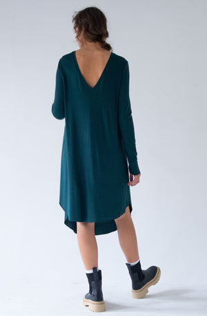 DRESS V NECK  – GREEN, RED