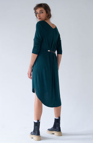 DRESS V NECK  – GREEN, RED