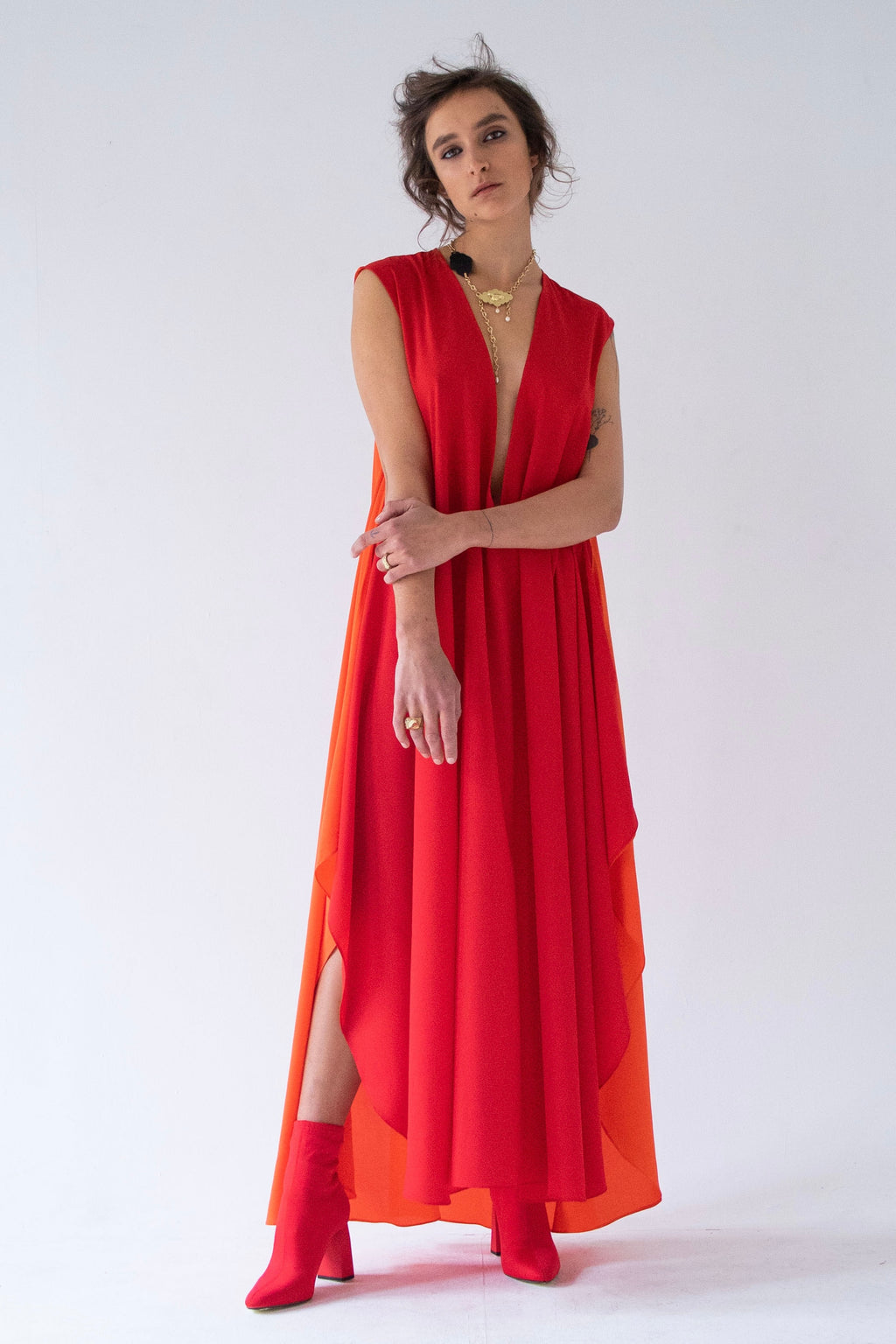 REVERSIBLE DRESS – RED & ORANGE I.