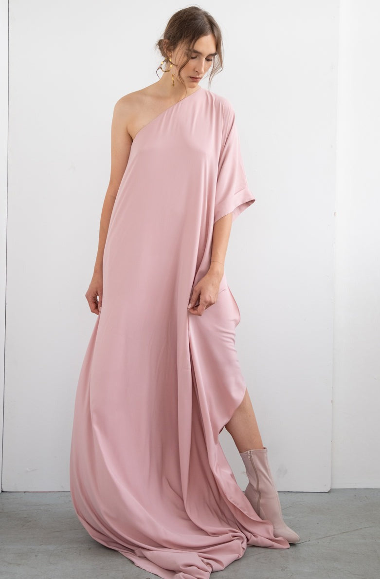 ASYMMETRIC VARIABLE GOWN - POUDRE PINK