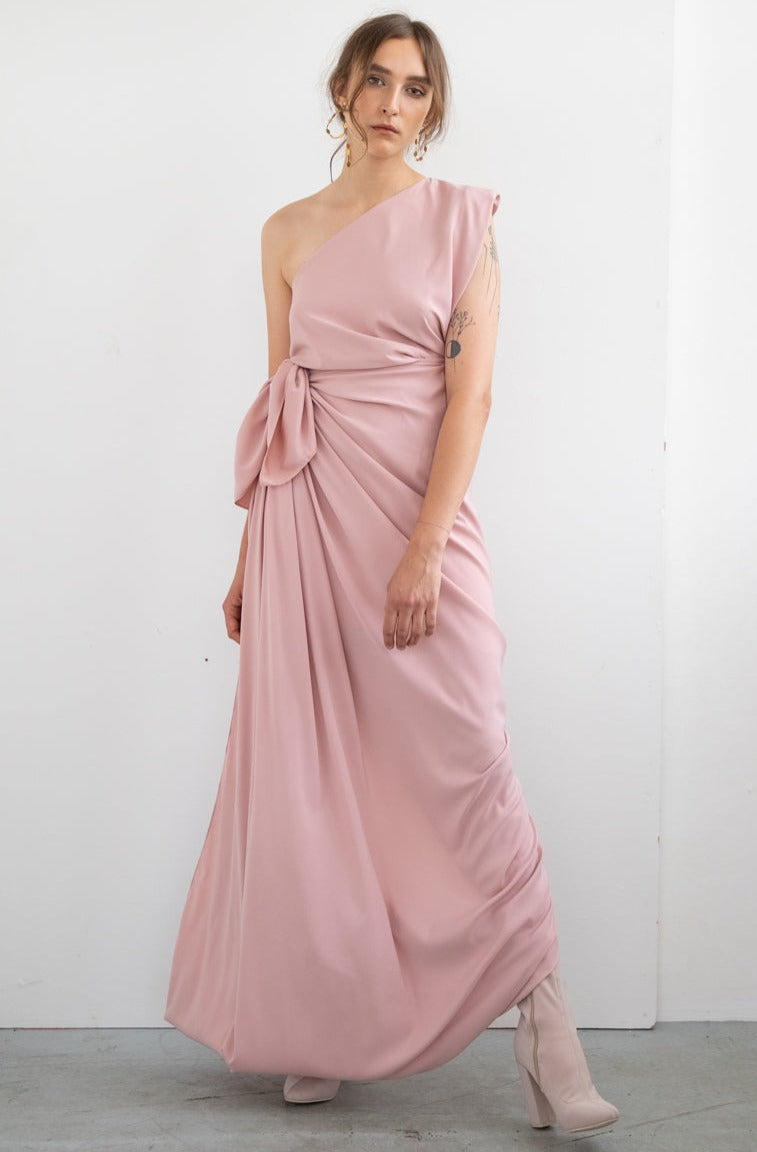 ASYMMETRIC VARIABLE GOWN - POUDRE PINK