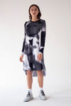 BASIC DRESS ROUND NECK LONG SLEEVES (CATCH ME - B&W, PINK)