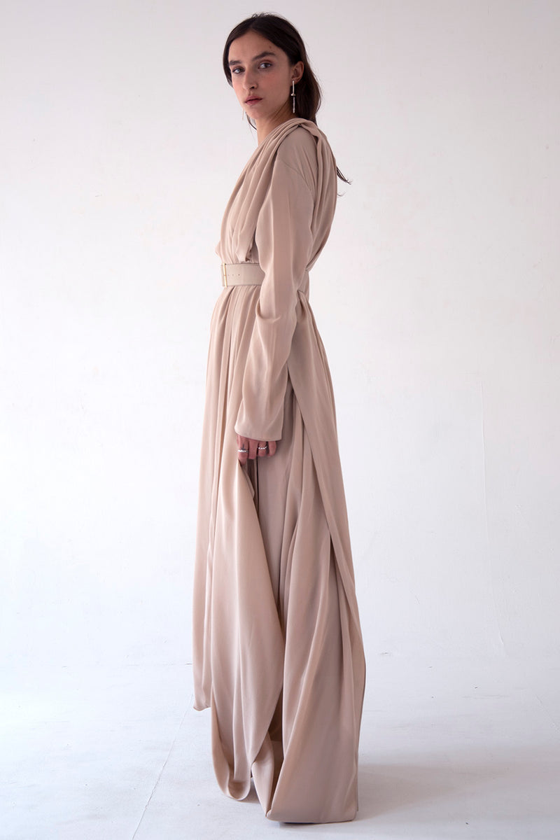 SILK GOWN WITH BELT