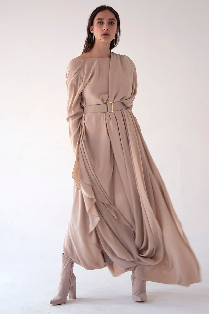 SILK GOWN WITH BELT