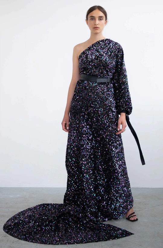 ASYMMETRIC SEQUIN GOWN - RENTAL