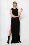 TIE WRAP LONG DRESS - BLACK