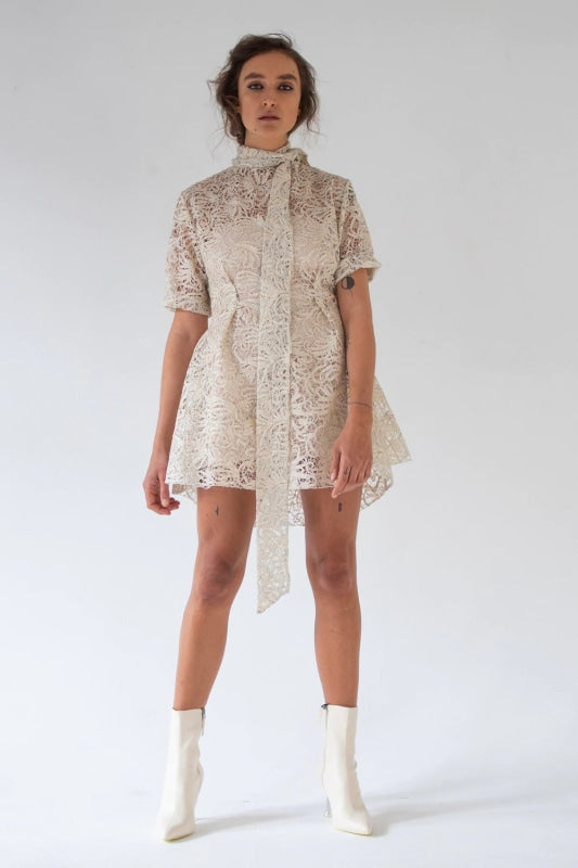 Mini Lace Dress - Ivory Rental